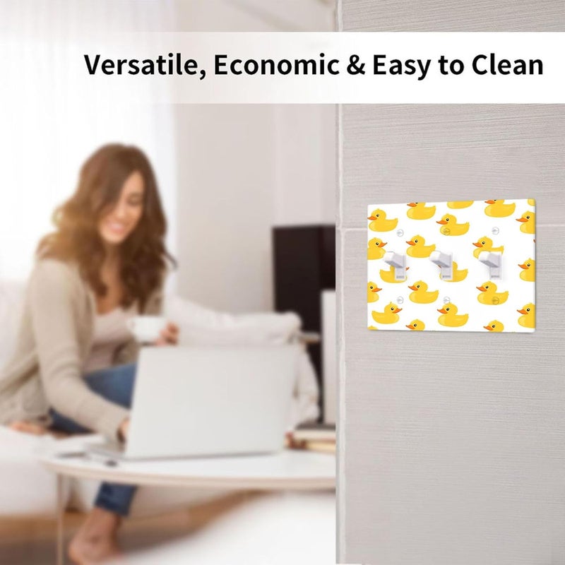 Moslion Duck Toy Triple Toggle Wall Plate Covers Cute Animal Shower Ducks 3-Gang Switch Plug Protector Face-Plate Home Decor Bedroom Bathroom - Image 4